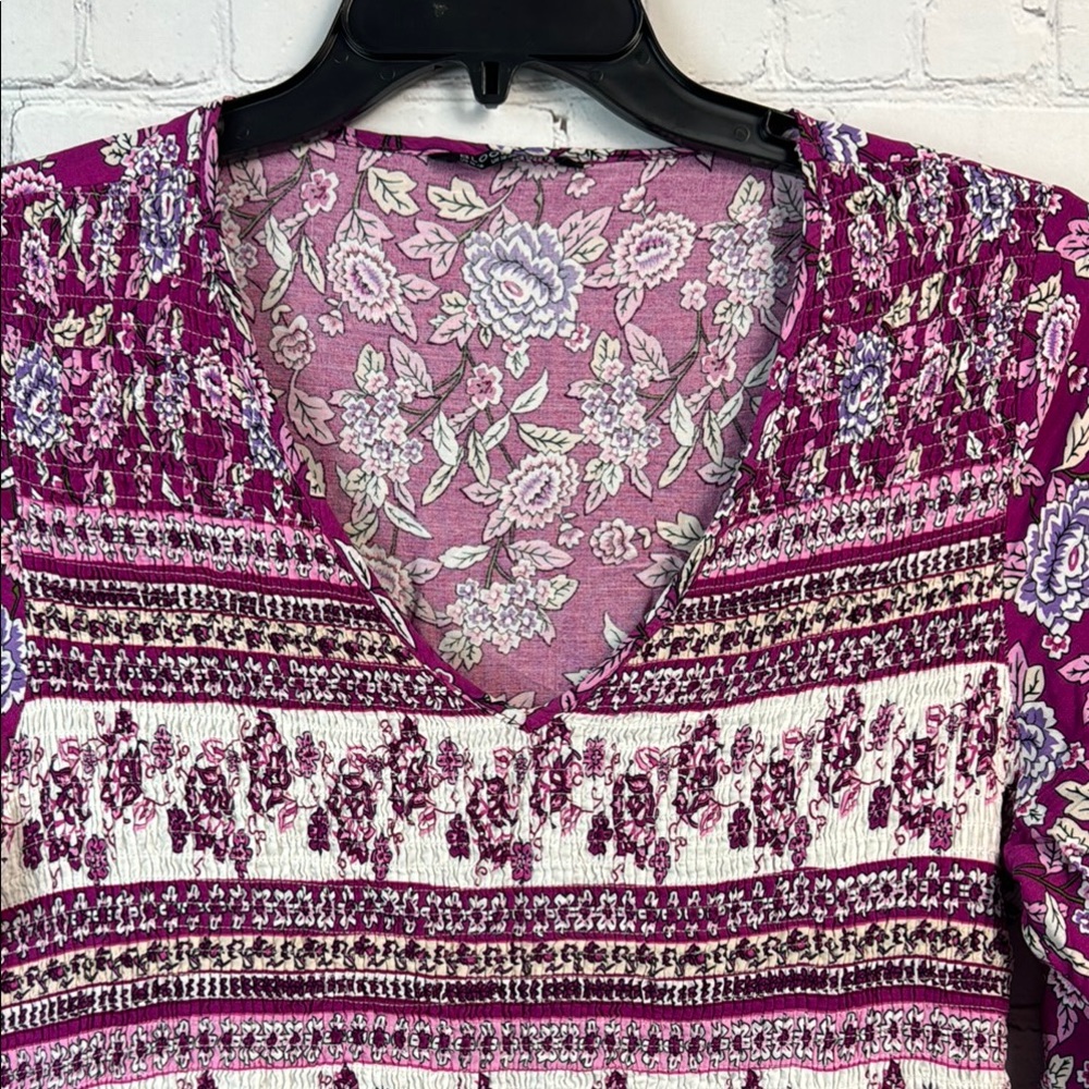 BloomChic Long Sleeve Floral Dress in Pink and White - Picture 3 of 6
